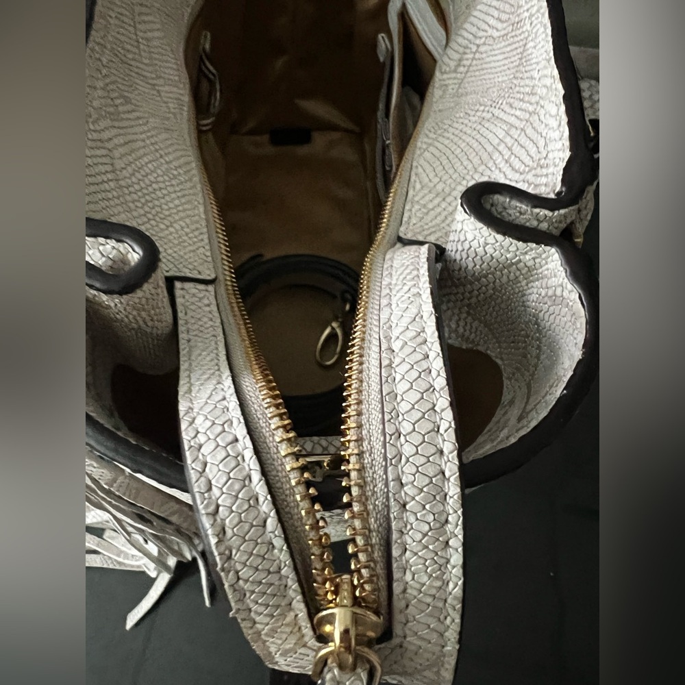 Henri Bendel Snake Print Tote in Gray and Gold - Picture 8 of 16